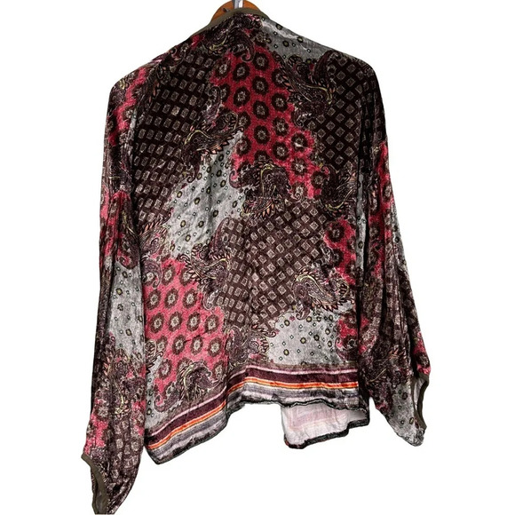 New Anthropologie Whimsigoth Plum Velvet Red and Brown Kimono Shawl Size All - Picture 2 of 9